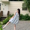 Cream Blue Bow Knot Bud Skirt Elegant Slim Fit Sleeveless Dress - Fairy Summer Style, First Love Series, Perfect for 90s Inspired Looks