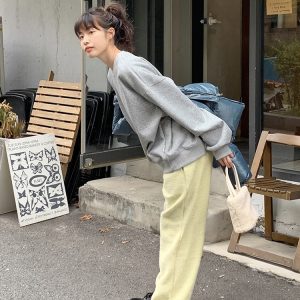 Cream Double-Sided Knitted Joggers - Cookie Fluffy Pants, Cozy Korean Style, Comfortable Fashion for Everyday Wear