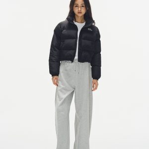 Curved Blade Banana Pants for Women - Fleece Slimming Casual Long Sweatpants in Gray - Autumn Winter Loose Fit Fashion Trousers