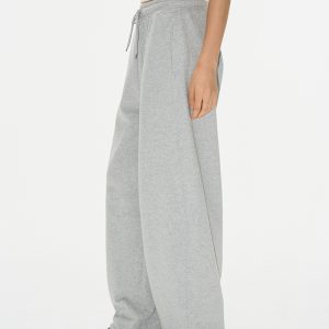 Curved Blade Banana Pants for Women - Fleece Slimming Casual Long Sweatpants in Gray - Autumn Winter Loose Fit Fashion Trousers