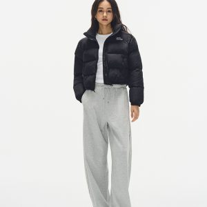Curved Blade Banana Pants for Women - Fleece Slimming Casual Long Sweatpants in Gray - Autumn Winter Loose Fit Fashion Trousers