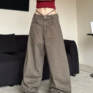 Curved Blade Work Pants for Men - American Retro Hip-Hop Style Loose Wide-Leg Casual Pants