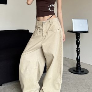 Curved Blade Work Pants for Men - American Retro Hip-Hop Style Loose Wide-Leg Casual Pants
