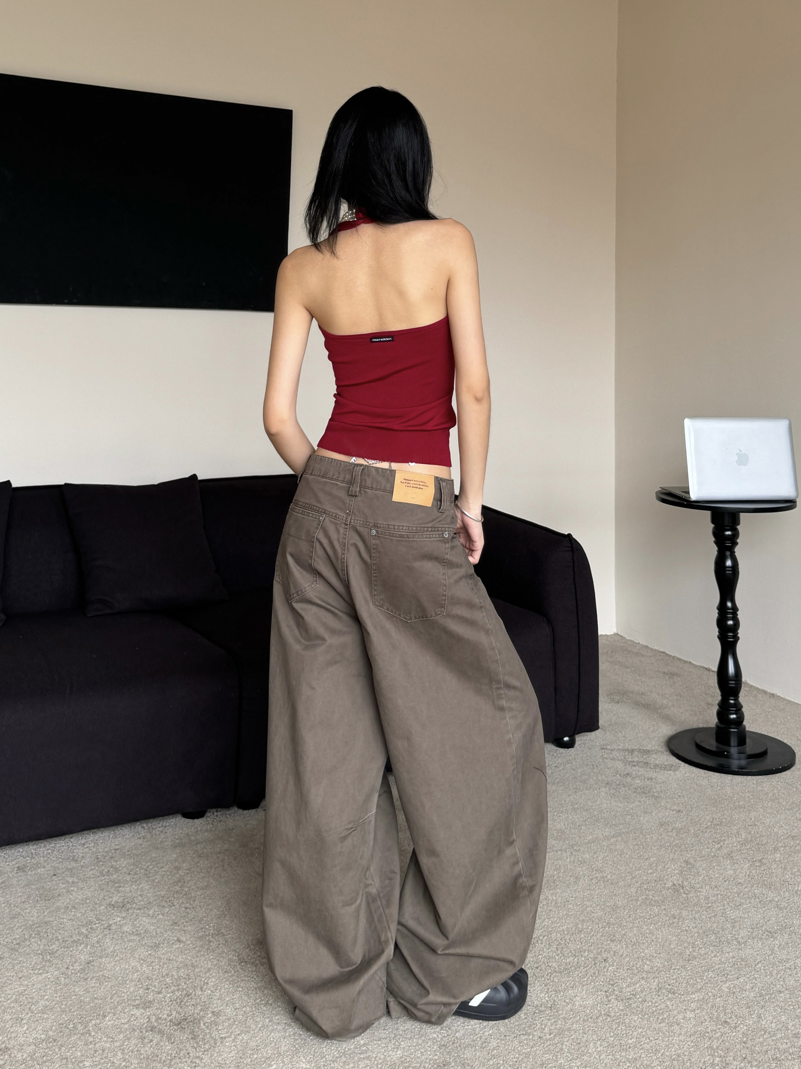 Curved Blade Work Pants for Men - American Retro Hip-Hop Style Loose Wide-Leg Casual Pants