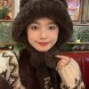 Cute Bear Plush Hat for Women - Adorable Face Design, Small Ear Protection - Autumn Winter 2023 Fashion Accessory