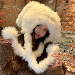 Cute Big-Eyed Dog Plush Bucket Hat for Women - Winter Fisherman's Hat with Ear Protection, Warm and Adorable Design