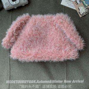 Cute Plush Bear Ear Hat for Women - Warm Big Head Lei Feng Style for Autumn & Winter, Adorable Cozy Accessory
