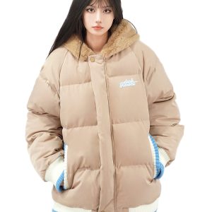 Cute Rabbit Bear Print Cotton Jacket for Couples - Quirky Loose Winter Coat, Warm and Fun Fashion for Y2K and Korean Style Lovers