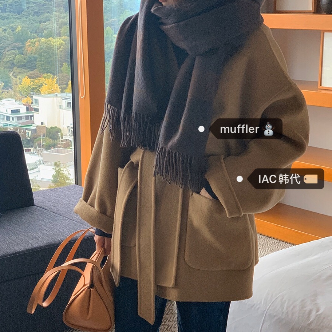 Dark Plaid Scarf - Cozy Forest-Inspired Design, Korean Style Accessory for Fall and Winter Fashion