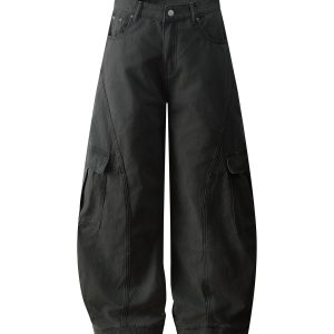 Deconstructed Casual Pants with Big Pockets - Trendy American Workwear, Curved Knife Design, Stylish and Cool for Everyday Wear