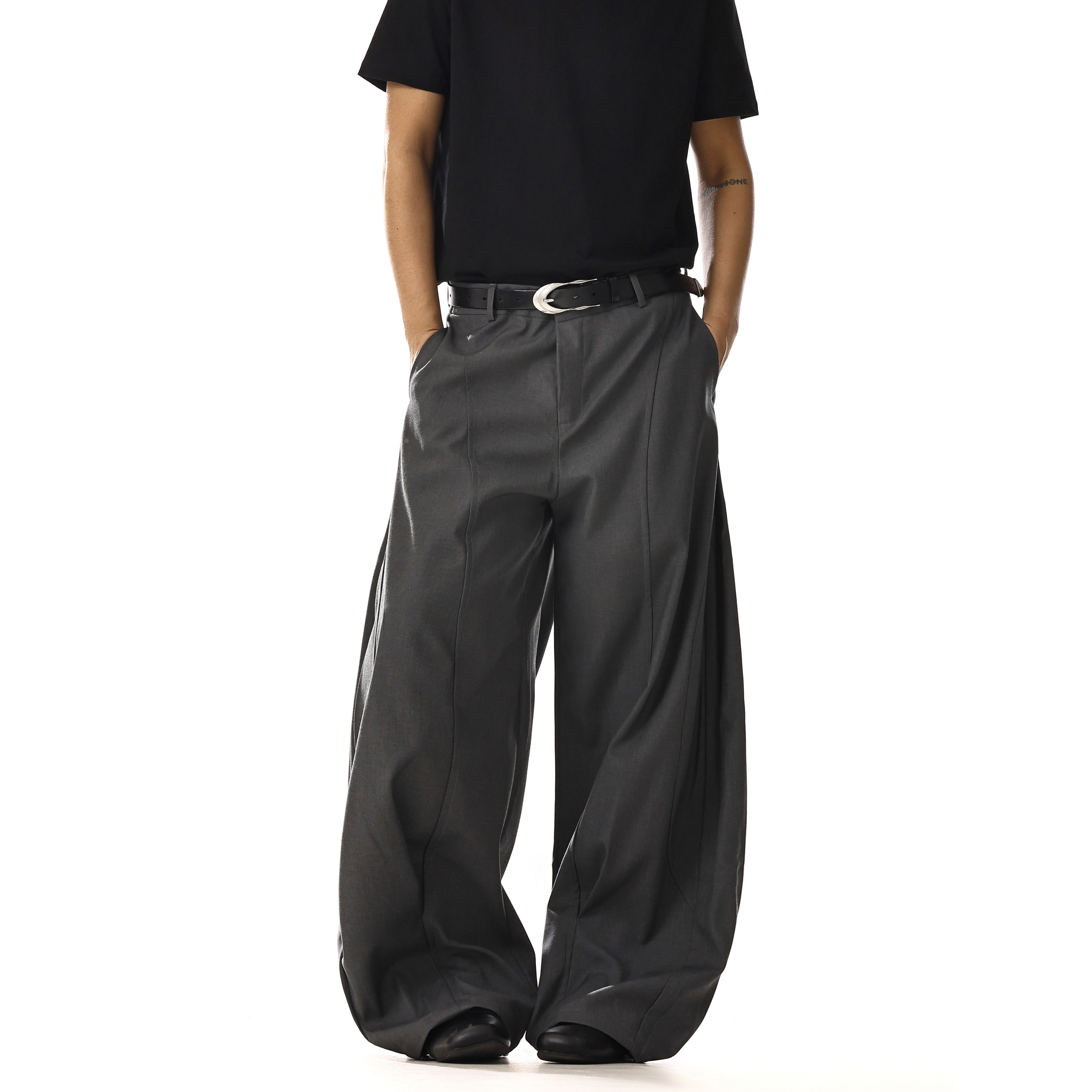 Deconstructed Curved Blade Casual Pants for Men and Women, Retro Street Style Wide-Leg Trousers, Versatile Loose Commuting Fit