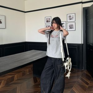 Deconstructed Multi-Pocket Wide-Leg Jeans for Men and Women - Versatile American Style Floor-Length Pants