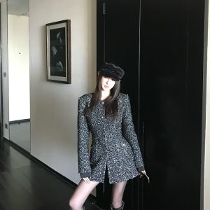Delicate Sparkle Knit Jacket and Short Pants Set for Women - Vintage Evening Sky Fireflies Design, High-End Fashion