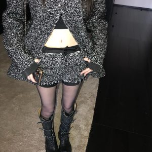 Delicate Sparkle Knit Jacket and Short Pants Set for Women - Vintage Evening Sky Fireflies Design, High-End Fashion