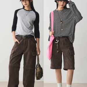 Detachable Two-Way Retro Heavy-Duty Straight-Leg Work Pants for Women - Loose Slim-Fit Casual Long Pants and Shorts