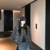 Double-Breasted Round Neck Short Coat in Wool with Fine Sparkle Design - Trendy New Style for Fall & Winter Fashion