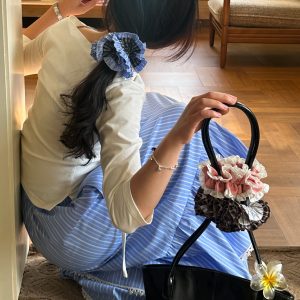 Double-Layer Lace Floral Hair Tie - Elegant Fresh Literary Hair Accessory for Stylish Updos and Ponytails