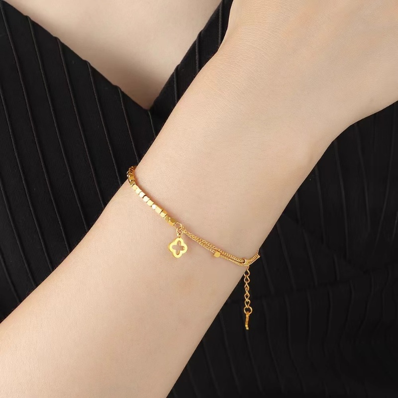 Double-Layer Sugar Cube Bracelet for Women - Light Luxury High-End Fashion Accessory