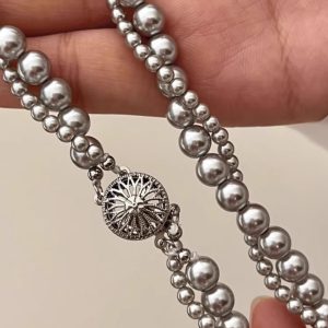 Double Layer Twisted Pearl Necklace for Women - Cold Light Layered Choker, Elegant Fashion Accessory, Perfect for 90s and Y2K Styles