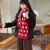 Double-Layer Warm Polka Dot Color-Block Scarf - Versatile Winter Shawl Neck Wrap for Cozy Style
