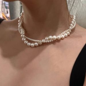 Double-Layer Wrapped Pearl Necklace for Women, Light Luxury Niche Design, Clavicle Chain, Elegant Fashion Accessory