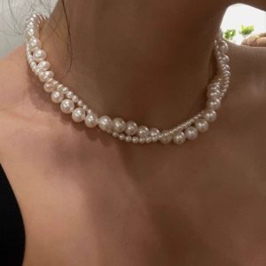 Double-Layer Wrapped Pearl Necklace for Women, Light Luxury Niche Design, Clavicle Chain, Elegant Fashion Accessory