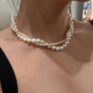 Double-Layer Wrapped Pearl Necklace for Women, Light Luxury Niche Design, Clavicle Chain, Elegant Fashion Accessory