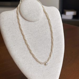 Double Layer Wrapped Zircon Pearl Necklace for Women - Light Luxury Clavicle Jewelry, Chic Commuter Style, Elegant Accessory
