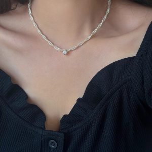 Double Layer Wrapped Zircon Pearl Necklace for Women - Light Luxury Clavicle Jewelry, Chic Commuter Style, Elegant Accessory