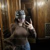 Double-Sided Brushed Ribbed Round Neck Long Sleeve Base T-shirt - Women's Knit Top for 90s and Y2K Style