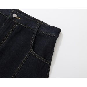 Double-Sided Seam Wide-Leg Jeans with Snake Skin Fabric Splicing and Curved Knife Silhouette – Trendy Y2K Style Denim Pants