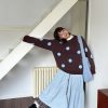 Double-Thick Polka Dot Pullover Sweater for Autumn Winter, Versatile Outerwear and Innerwear, Cozy Chic Style