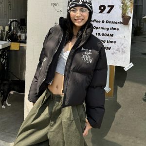 Double Zipper Short Cotton Jacket for Women - Spicy American-Style Warm Bread Coat with Niche Design