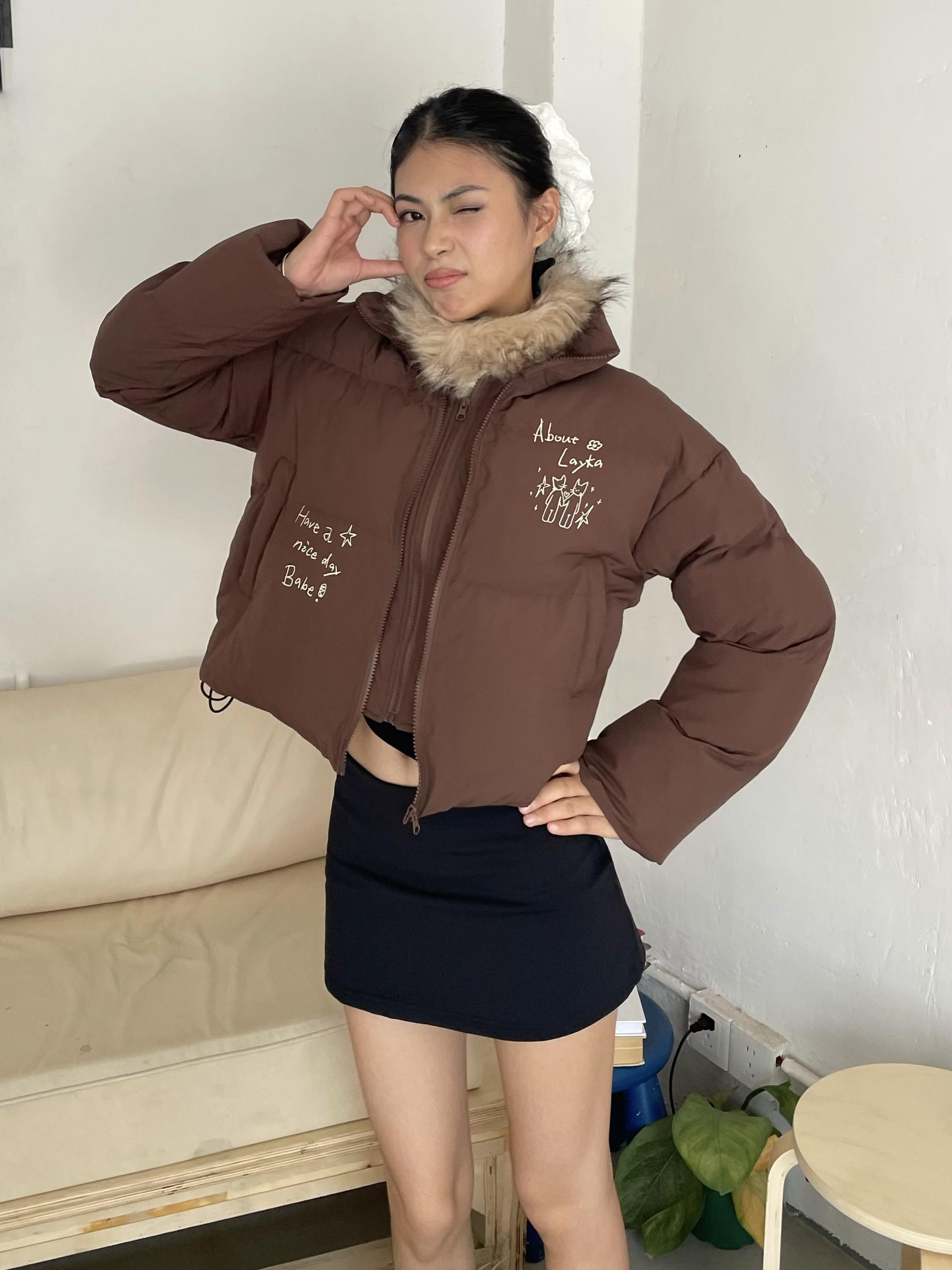 Double Zipper Short Cotton Jacket for Women - Spicy American-Style Warm Bread Coat with Niche Design