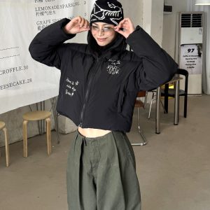 Double Zipper Short Cotton Jacket for Women - Spicy American-Style Warm Bread Coat with Niche Design