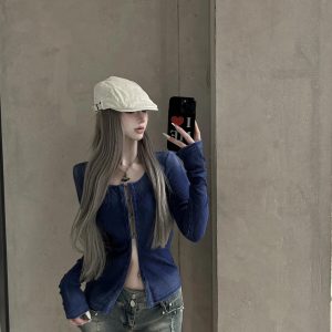 Eccentric American Style Low-Waist Ripped Denim Shorts - Flattering A-Line Sexy Hot Pants for Versatile Summer Fashion