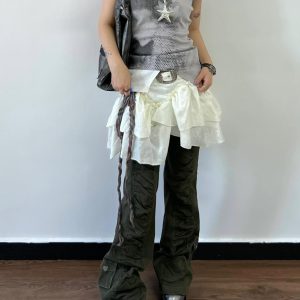 Eccentric Spliced Portrait Print Slim Fit Short Sleeve T-Shirt - Trendy Fake Two-Piece American Style for Hot Girl Vibes