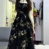 Elegant Black Faux Two-Piece Dress for Women, Chinese-Style, Autumn Winter 2023, High-End Quality, Slimming Long Dress