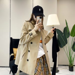Elegant British Classic Mid-Length Trench Coat for Women - Double-Breasted, Lapel, Shoulder Epaulet, Waist Belt, Autumn Style