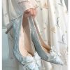 Elegant Butterfly Knot Crystal High Heels for Women, Sequined Pointed Toe Bridal Shoes, Thin Heel Unique Design