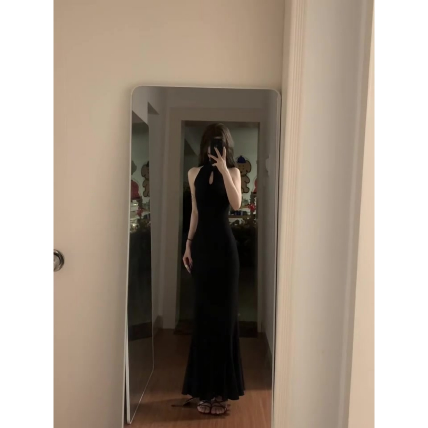 Elegant Chinese-style Black Buttoned Qipao Knitted Dress for Women, Summer Bodycon, Sexy Waist-Hugging Design