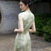 Elegant Chinese-Style Silk Jacquard Sleeveless Dress for Women - Slimming Waist-Cinching Mid-Length Summer 2023 Fashion