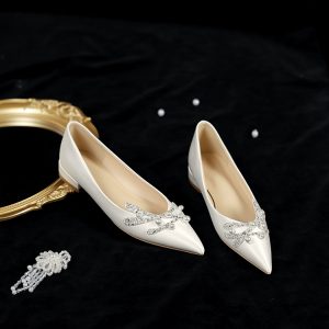 Elegant Flat Wedding Shoes for Brides - French Style Low-Heeled Loafers, Comfortable Everyday Wear, Chic Niche Design