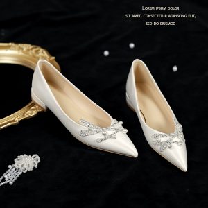 Elegant Flat Wedding Shoes for Brides - French Style Low-Heeled Loafers, Comfortable Everyday Wear, Chic Niche Design