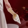Elegant French-Style Open-Toe Half-Mule High-Heeled Shoes for Women - 2025 New Model, Chic Celebrity Footwear