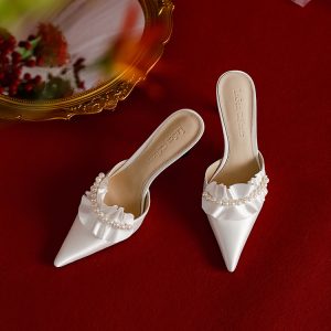 Elegant French-Style Open-Toe Half-Mule High-Heeled Shoes for Women - 2025 New Model, Chic Celebrity Footwear