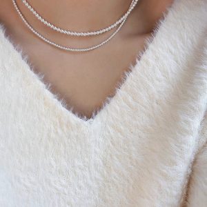 Elegant Layered Pearl Necklace - Light Luxury Collarbone Chain Accessory, French Design, Perfect for Stylish Layering and Chic Looks