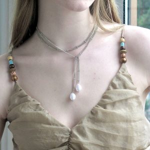 Elegant Minimalist Pearl Wrapped Necklace - Versatile Clavicle Chain for Women, High-End Layered Design for Socialite Style