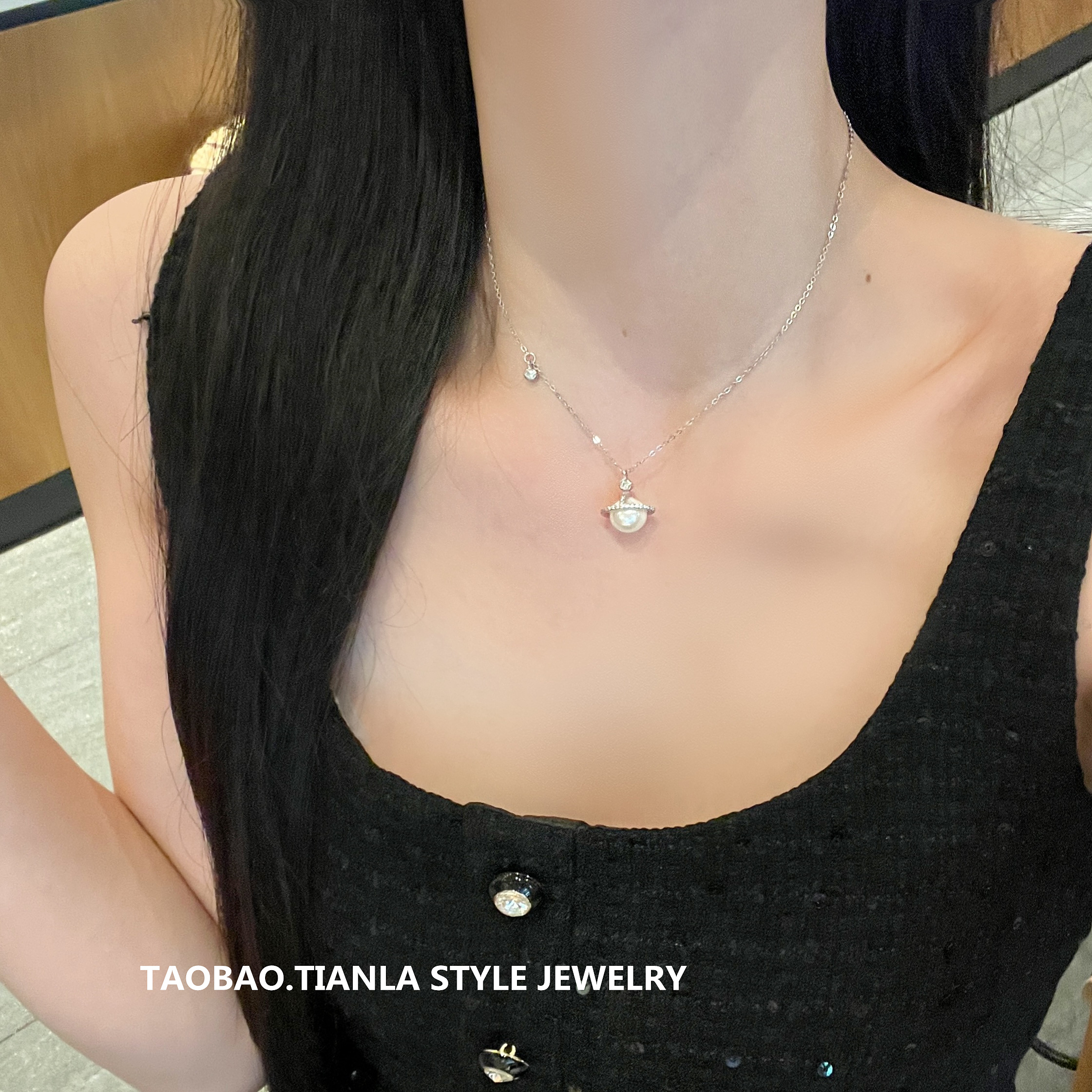Elegant S925 Pure Silver Small Universe Planet Pearl Necklace for Women - Romantic Clavicle Chain, Fresh and Stylish Design
