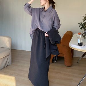 Elegant Three-Piece Set for Women: Spring 2025 Shirt Vest and Skirt Outfit, Trendy High-End Fashion